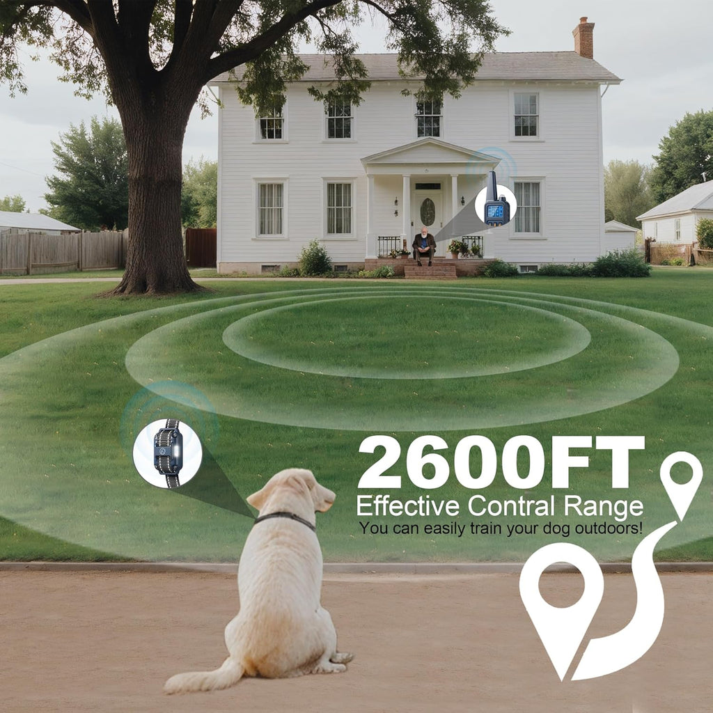Electronic Dog Collar with Remote, 2600ft Waterproof Dog Training Collar for Smal Medium Large Dogs, Beep, Vibration, Shock (1-99) Modes, LED Light, for 5-120Lbs Dogs