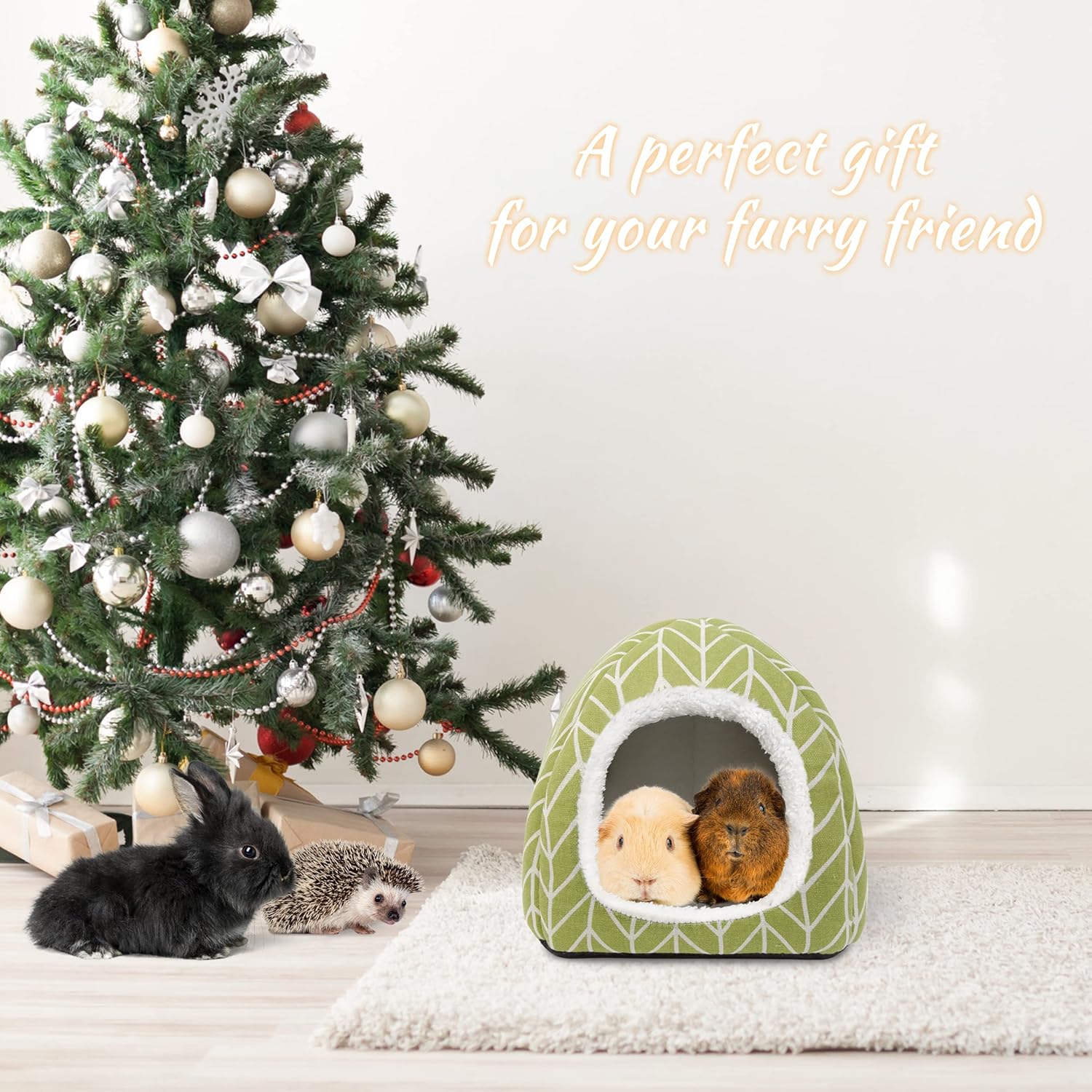 2 Pack Guinea Pig Hideout Bed Rabbit House Cave Accessories Cozy Hide-Out for Bunny Hedgehog Ferret Chinchilla&Other Small Animals