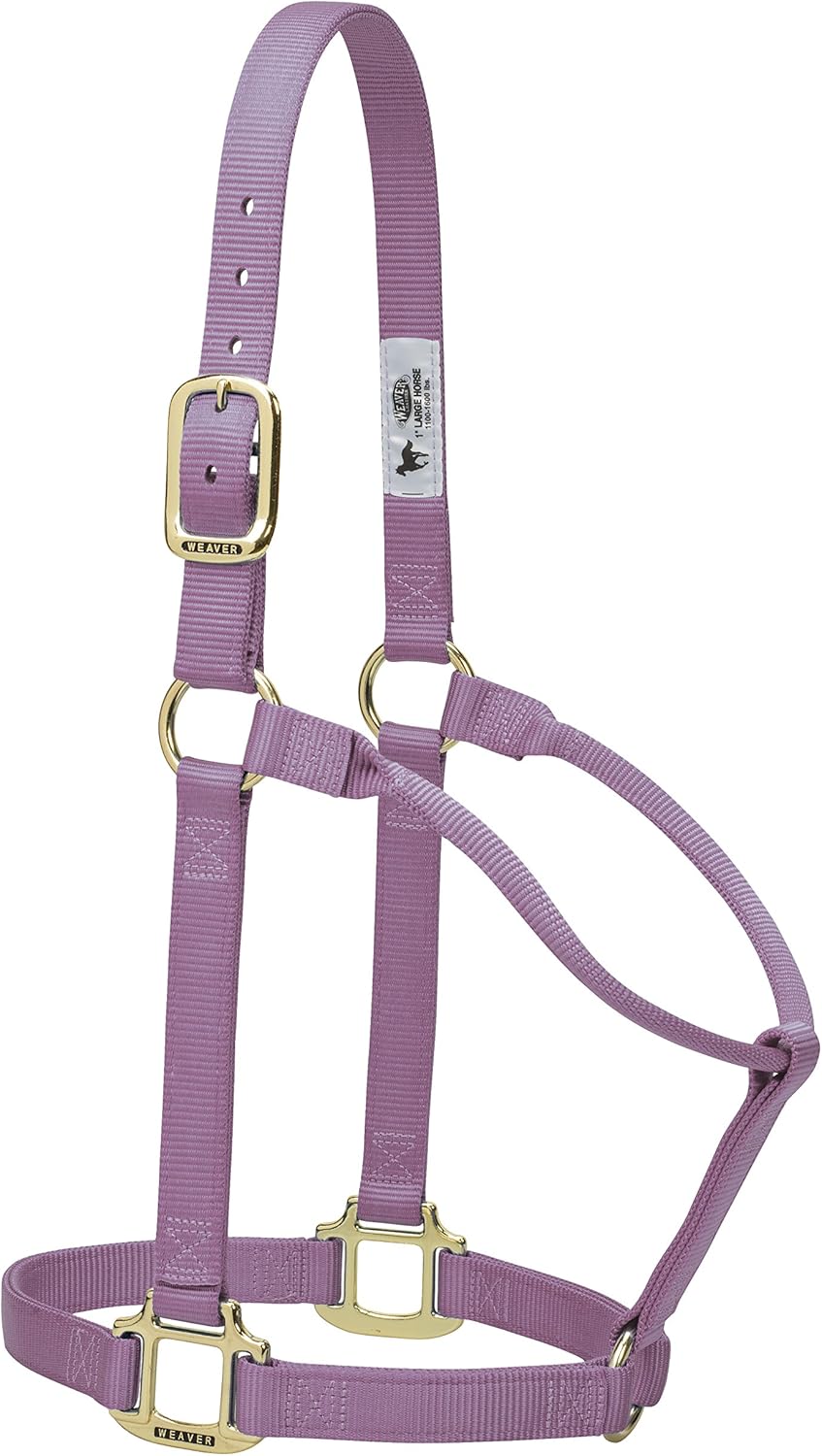 Weaver Equine Nylon Horse Halter, Triple-Ply Cheek Design, Original Non Adjustable Halters for Horses, Equine Tack,Average Size, Black