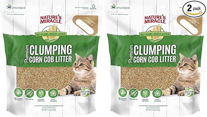 Nature’s Miracle Premium Clumping Corn Cob Litter, 10 Pounds, Made by NaturesMiracle