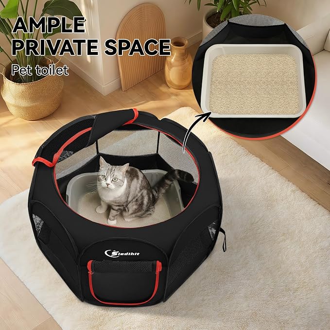 Siedihit Black Dog Cat Playpen, Puppy Pet Playpen Indoor - Image 6