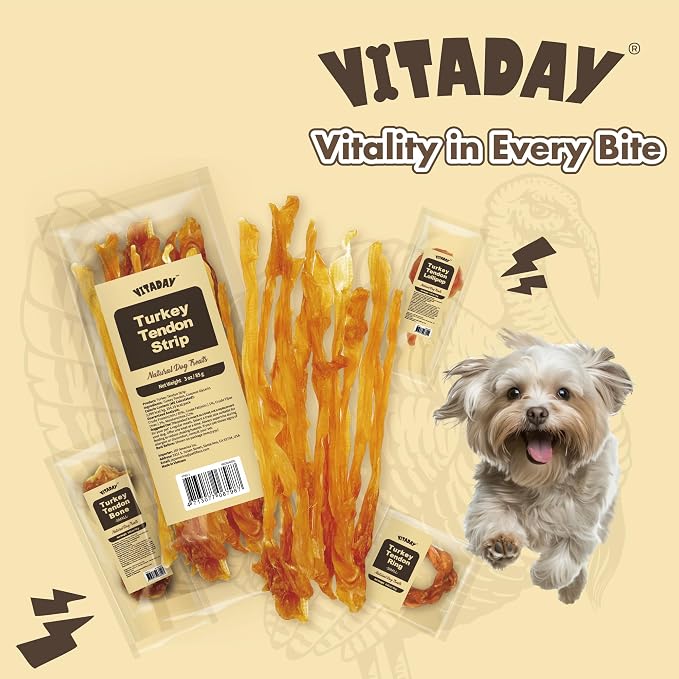 VITADAY All Natural Turkey Tendon Dog Treats, 1 lb | Long-lasting dog training - Image 7