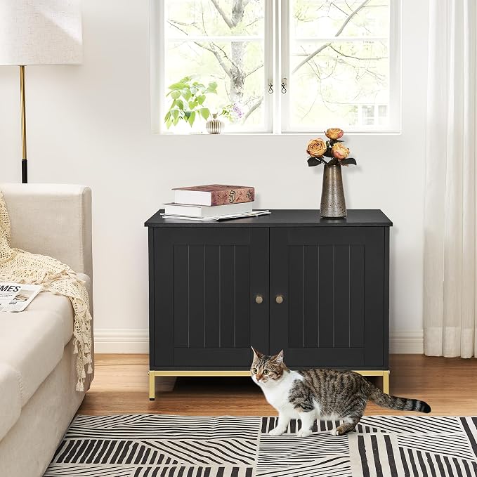 Homhedy Cat Litter Box Enclosure, Cat Washroom Furniture - Image 8