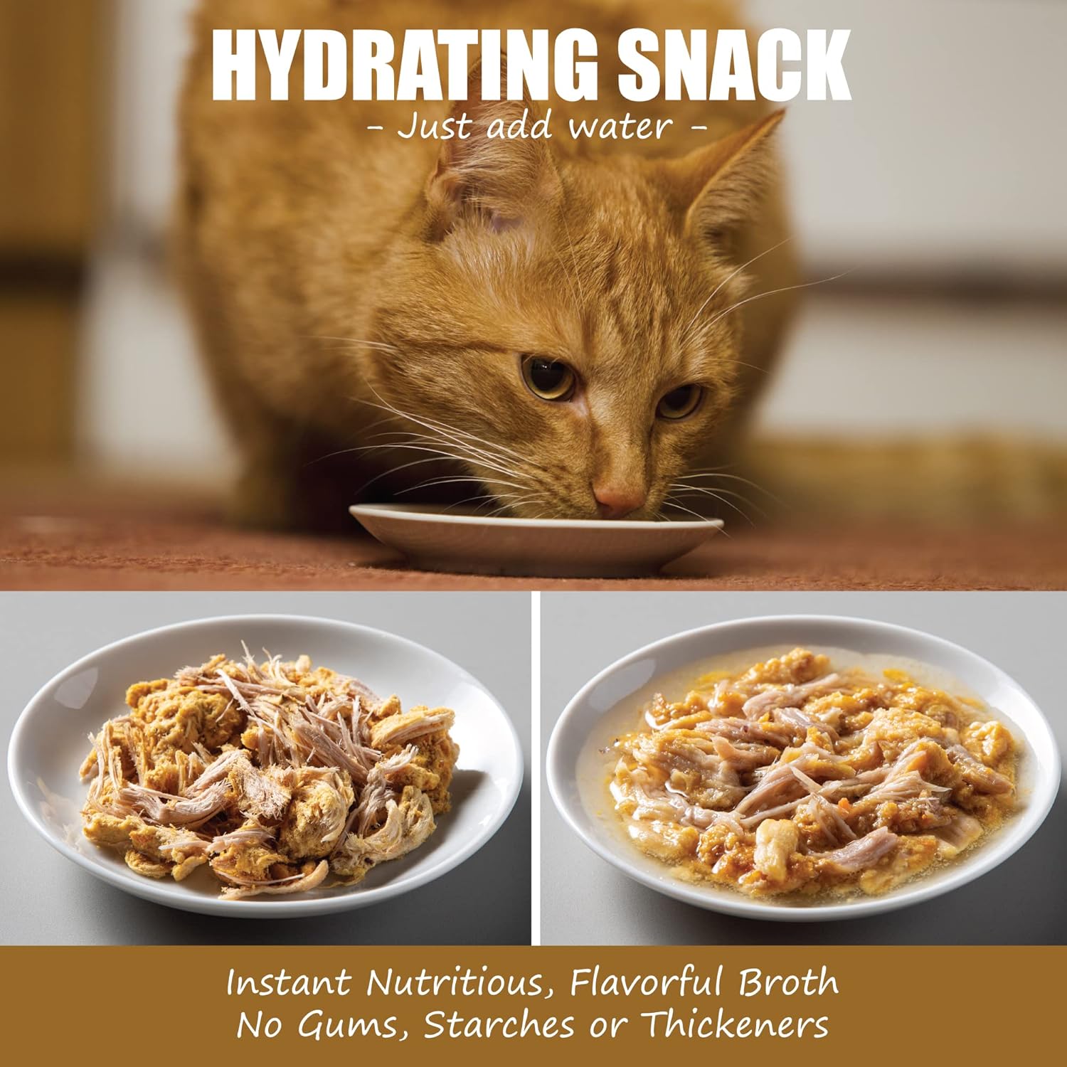 Whole Life Pet Bistro Bowls - Human-Grade Wet Food Toppers & Complement, Natural & Flavorful Broth, Instantly Hydrating Cat Snacks, Lickable Cat Treats, Just Add Water - Chicken & Tuna, 3 Oz