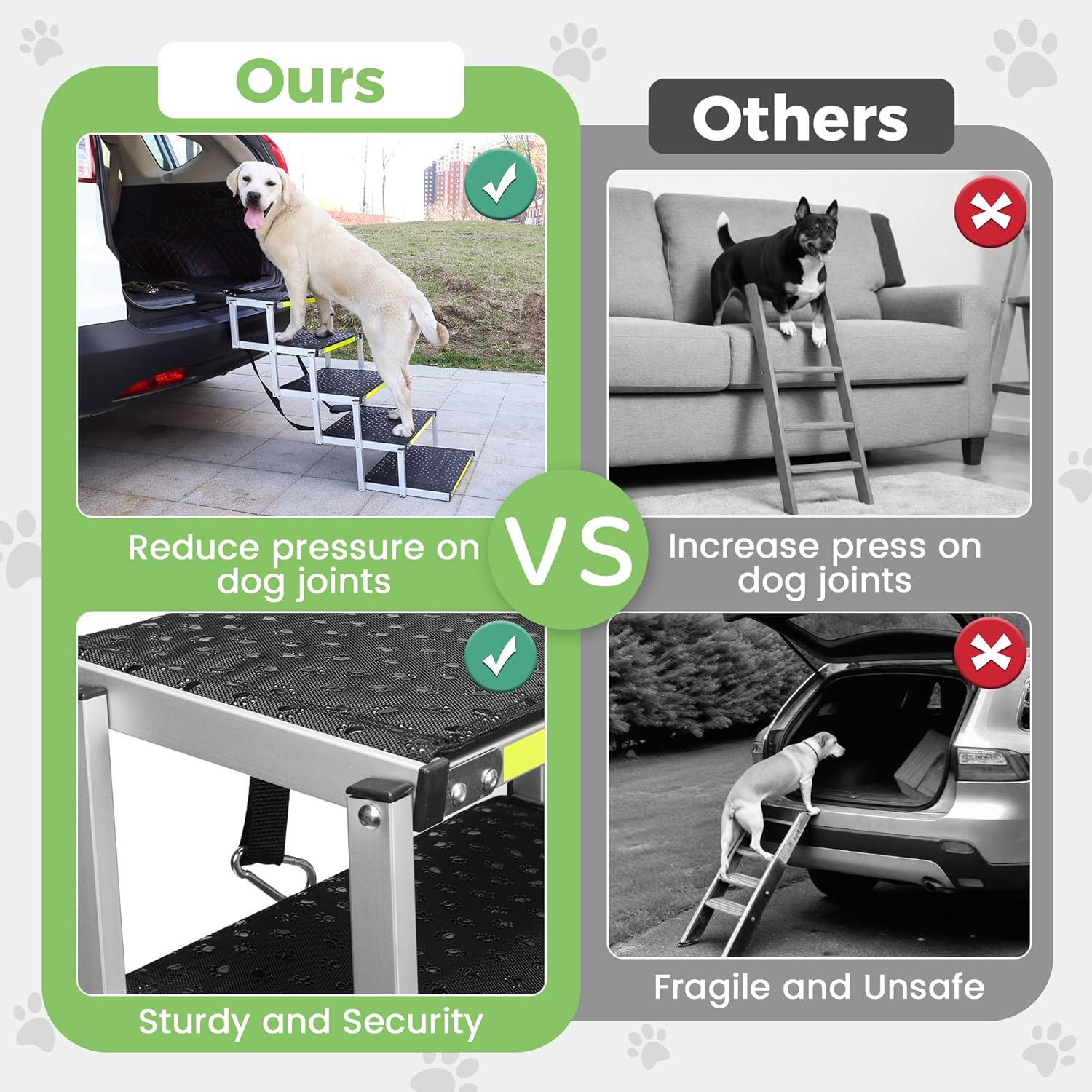 Sturdy 5-Step Aluminum Frame Dog Stair with 1680D PVC Fabric - Non-Slip, Lightweight & Portable - Ideal for Car, SUV, Truck Access - Black (98x67x43cm)