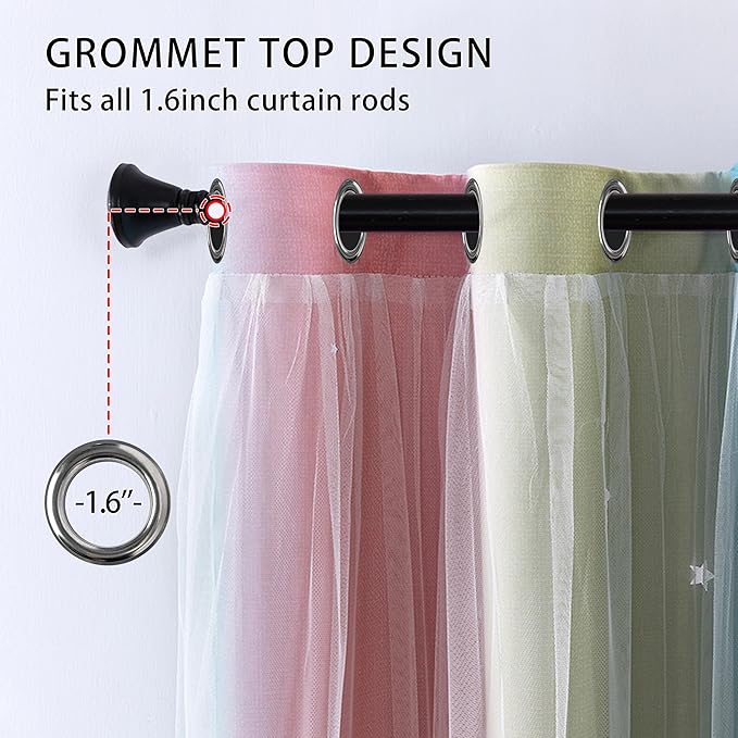 XiDi Blackout Curtains for Girls Bedroom, Girls Room Decro for Kids Room, Colorful Rainbow Style, Unicorn Wall Decor Ombre Curtains, Princess Room 72 Inches Long Pink/Blue