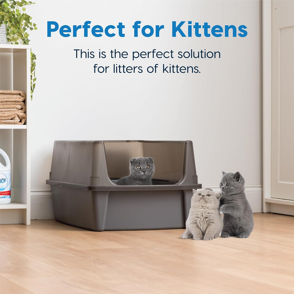 IRIS USA XX-Large Cat Litter Box, Open Top Extra Large Litter Box for Big Cats and Multi-Cat Households, High Sided Scatter Shield, Easy to Clean, 30" L x 20" W x 14" H, Gray