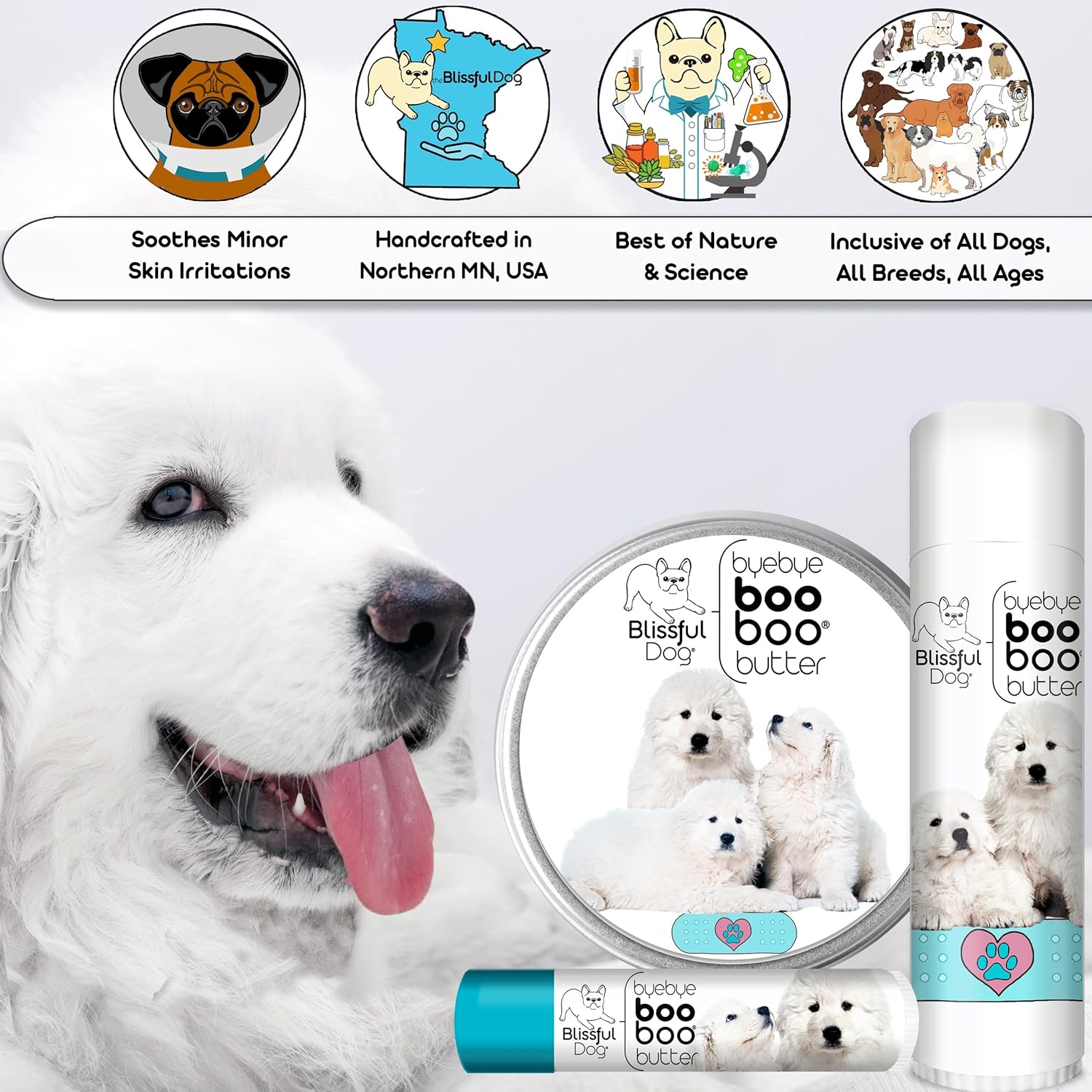 The Blissful Dog 4 oz TIN Great Pyrenees Booboo Butter