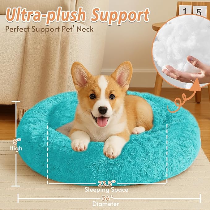 JOLLYVOGUE Calming Dog Beds Large Sized Dog, 36in Donut Washable Large Pet Bed - Image 5
