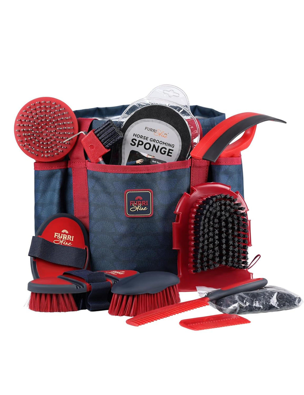 11PCS Horse Grooming Kit Curry Comb Sweat Scraper Horse Bathing Supplies Grooming Tools with Storage Bag Shadowberry