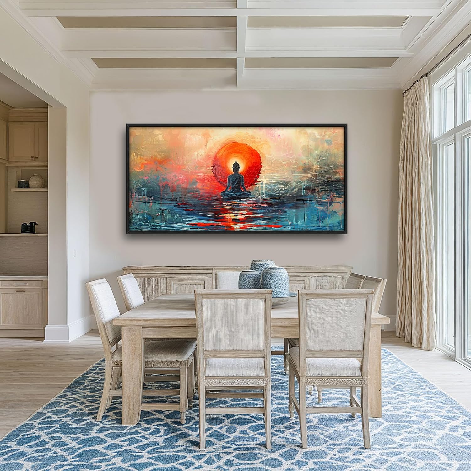 Quorin Buddha Large Wall Art Abstract Zen Pictures Spiritual Meditation Wall Decor Yoga Spa Canvas Print Painting Artwork for Bathroom Living Room Bedroom 60L x 30W