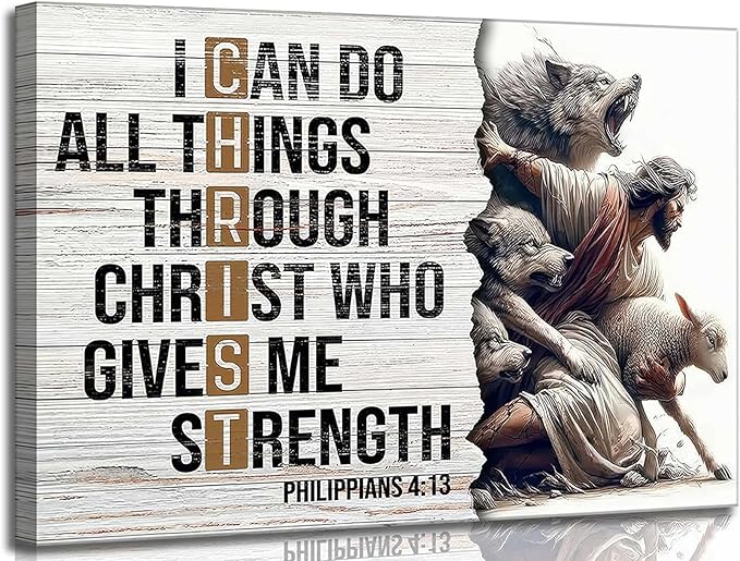 Christian Jesus Canvas Wall Art Inspiring Bible Verse Christ Painting Picture Wall Decor Poster Print Artwork for Living Room Bedroom Church Prayer Room Home Decoration