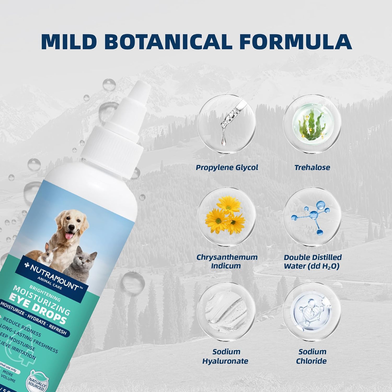 Moisturizing Eye Drops for Dogs, Cats, and Livestock 150ML/5 fl. oz Dry Eye Solution Twin Bottle Set