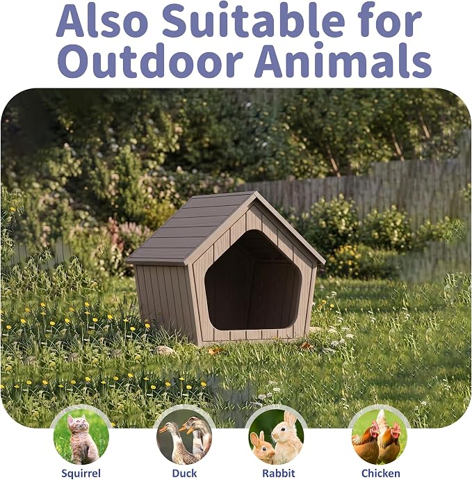 DRATO Outdoor Dog House for Small Dogs, Durable Resin Dog Shelter - Image 4