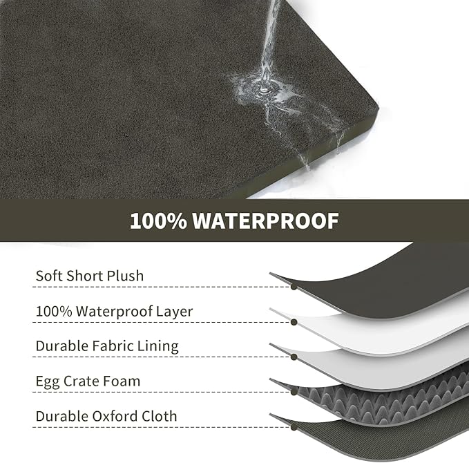 Plush Dog Bed for Medium Dogs, Waterproof Dog Crate Mat Orthopedic Egg Crate - Image 6