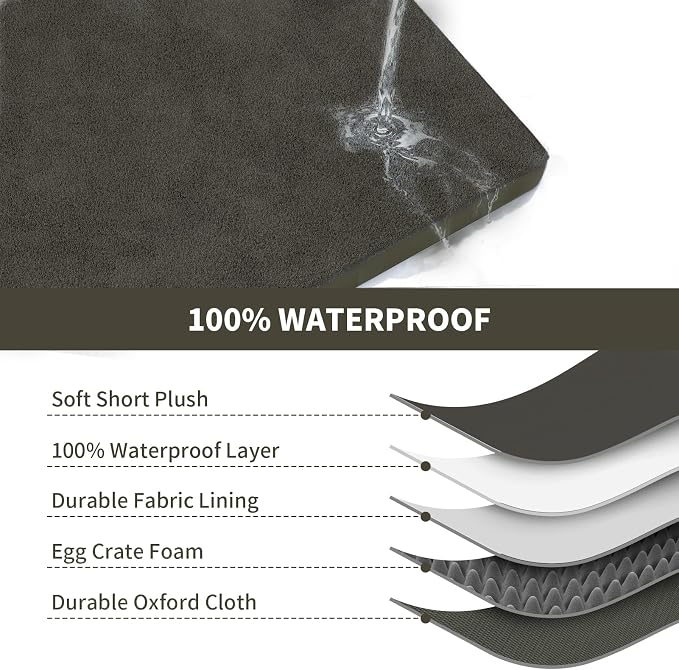 Large Comfy Washable Dog Bed, Orthopedic Egg Crate Foam Dog Crate Mat - Image 6