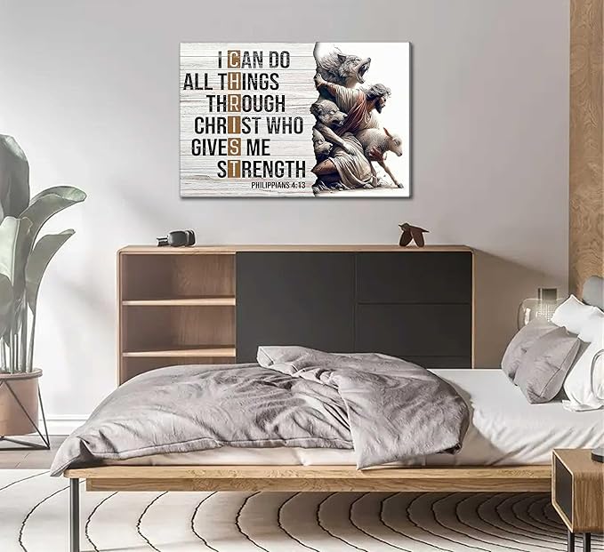 Christian Jesus Canvas Wall Art Inspiring Bible Verse Christ Painting Picture Wall Decor Poster Print Artwork for Living Room Bedroom Church Prayer Room Home Decoration