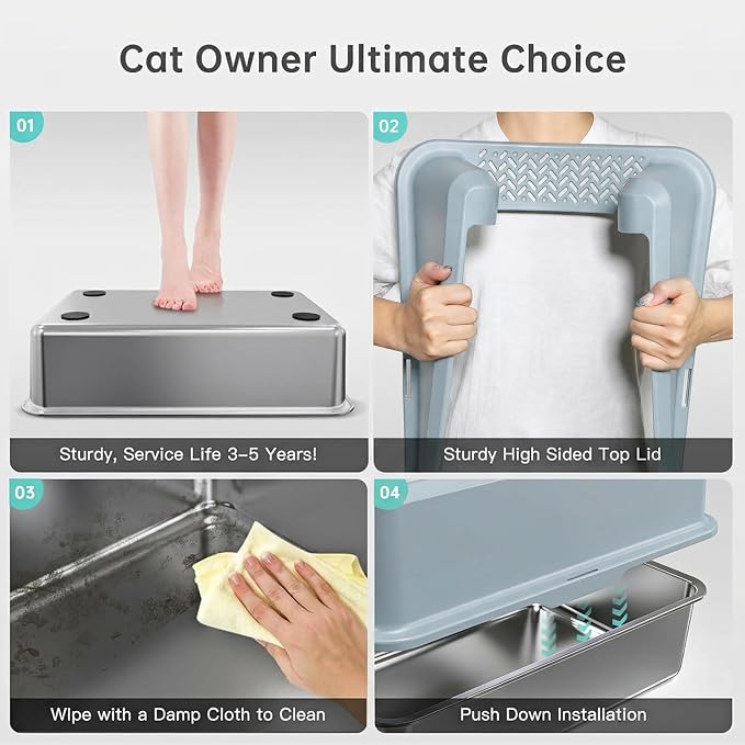 WoofiGo Stainless Steel Cat Litter Box - Image 5