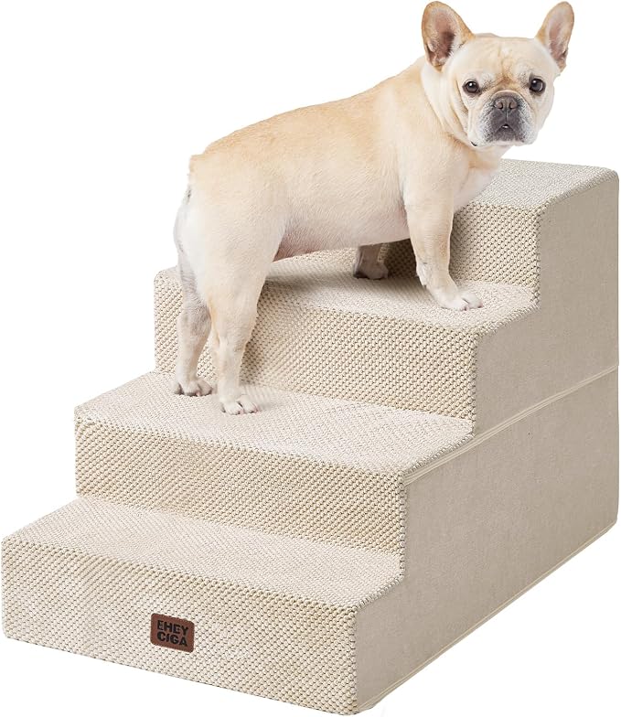 EHEYCIGA Dog Stairs for Bed 20" H, 4-Step Extra Wide Dog Steps for High Bed by EHEYCIGA