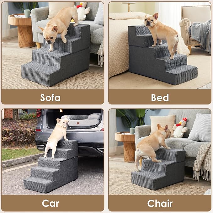 EHEYCIGA Dog Stairs for High Bed 22.5" H, 5-Step Dog Steps for Bed, Pet Steps - Image 7