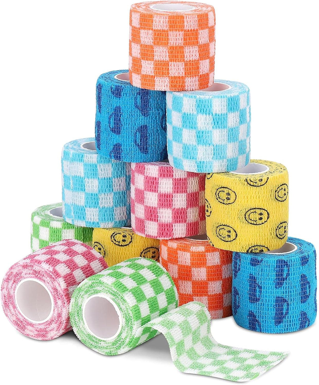 Vet Wrap Self Adhering Bandage Wrap Cohesive Bandage Multi-Function Wrap Tape for Dogs Cats Horses Birds Animals Non-Woven Strong Sports Tape for Wrist Healing Ankle Sprain & Swelling 12 Rolls