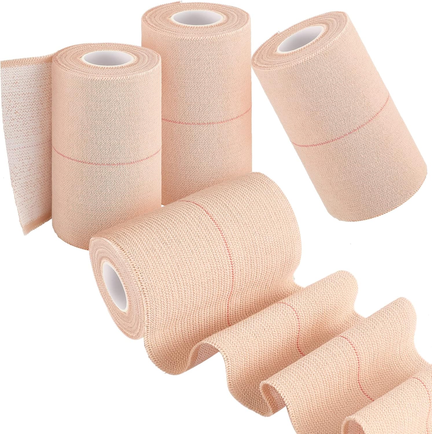 4 Rolls Elastic Tape Adhesive Elastic Tape Self Adhesive Bandage Wrap Flexible Stretch Bandages for Sports Ankle, Knee and Wrist Sprains Animal Pets, 5 Yard (3 Inch in Width)