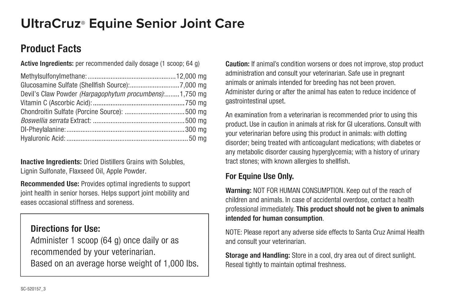 UltraCruz® Equine Senior Joint Care for Horses, 10 lb, pellets