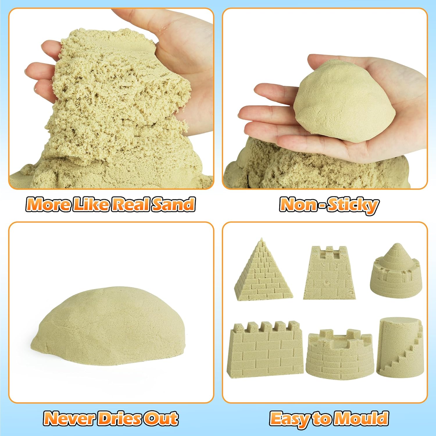 Sand Construction Site Kit - 37 Pcs Play Sand Art Kit with 8 Construction Trucks, Folding Sandbox, 2.2 lbs Magic Sand, Crane, Worker, Road Signs, Molds, Shovel - Ideal Toys for Boys Girls Age 3+