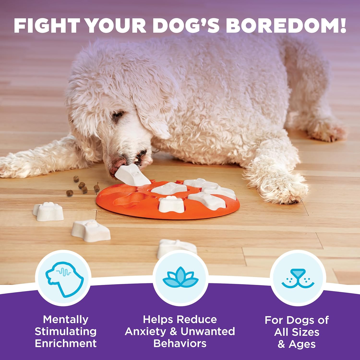 Outward Hound by Nina Ottosson Dog Smart Treat Puzzle Enrichment Toy, Level 1 Beginner, Orange