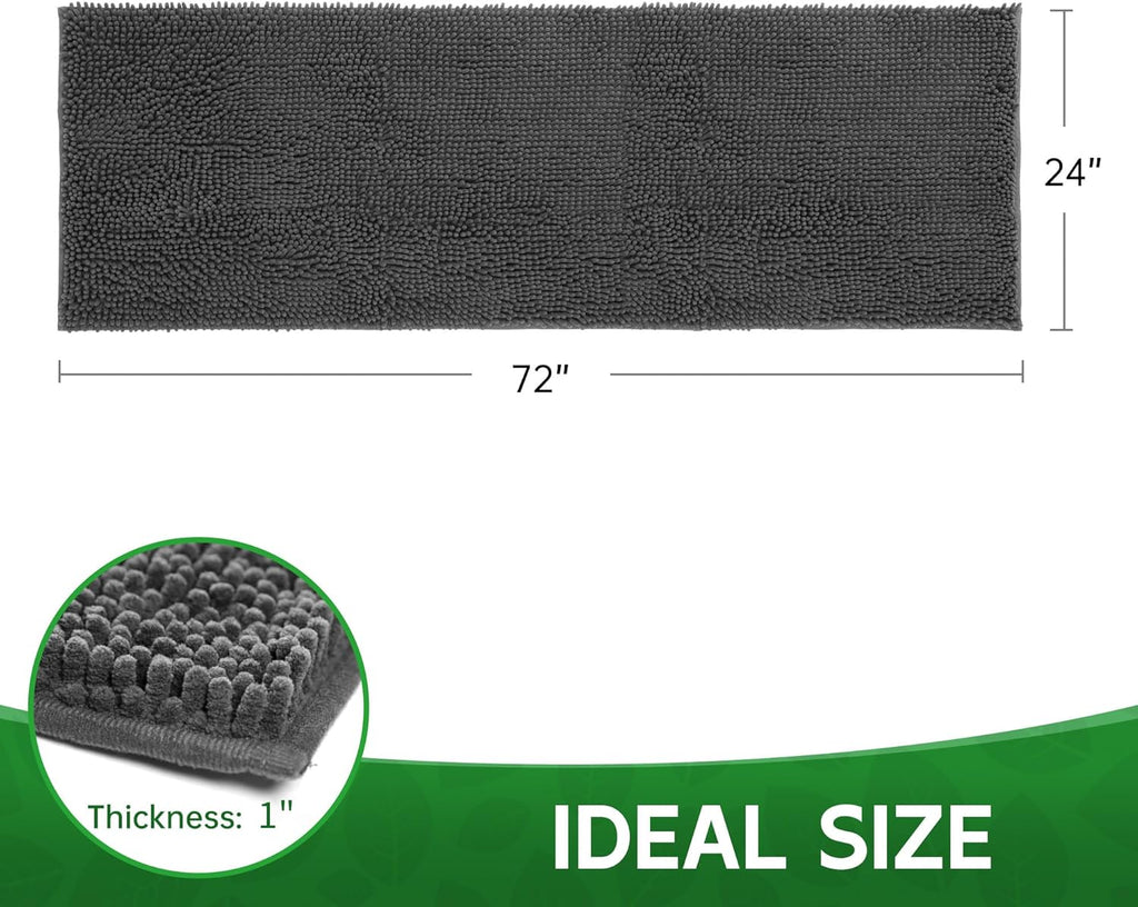 Dog Door Mat Indoor Entrance, 72" x 24" Absorbent Quick-Drying Mud Rugs, Non-Slip Door Rugs for Entryway Indoor Washable, Soft Chenille Dog Mat for Muddy Paws