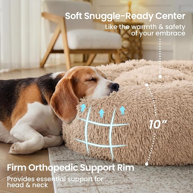 JOLLYVOGUE Calming Dog Beds Extra Large Sized Dog, 45in Donut Washable Large - Image 3
