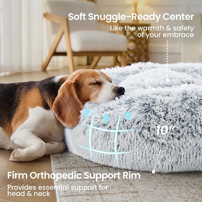 JOLLYVOGUE Calming Dog Beds Extra Large Sized Dog, 45in Donut Washable Large - Image 3
