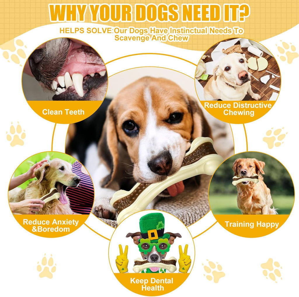 Sosation 6 Pcs Dog Toys for Aggressive Chewers Nylon Beef Flavor Bones Tough Puppy Teething Toys Puppy Chew Bones for Large Medium Small Breed Dogs Puppies Pets Chew Toys(Large)