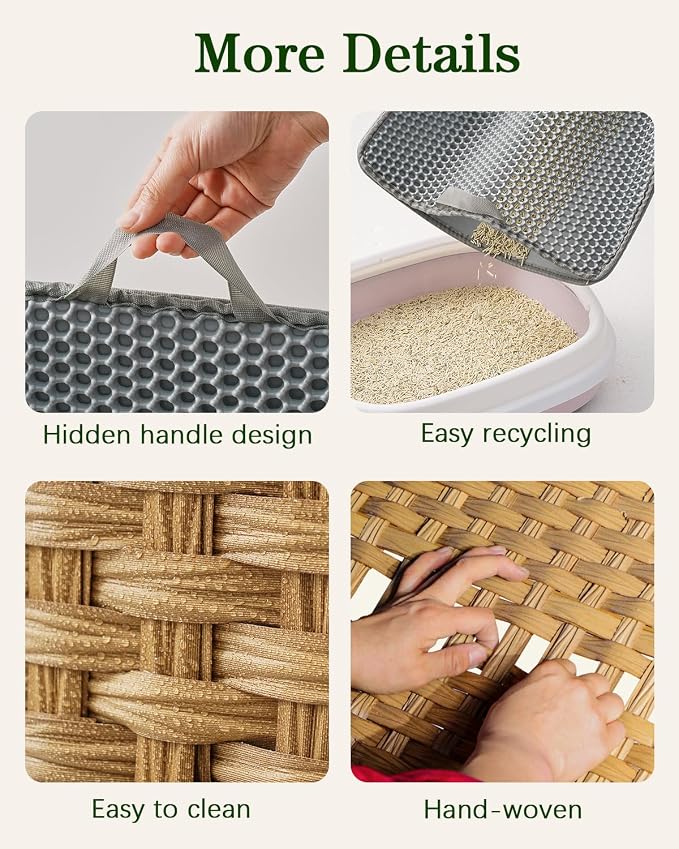 SETVSON Cat Litter Box Enclosure Furniture, Handwoven Rattan Hidden Litter Box - Image 4