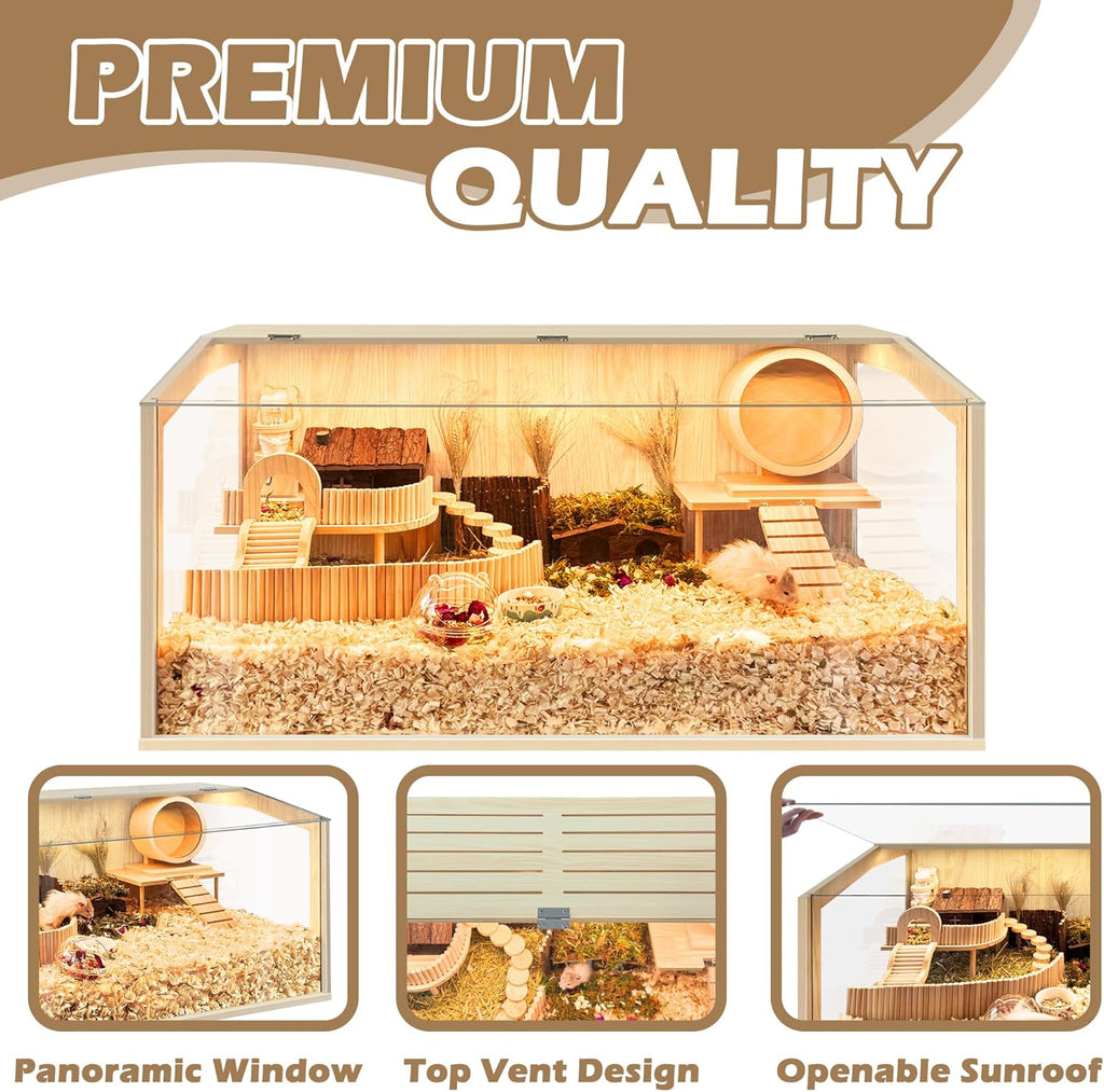 Prolee Hamster Cage Chew Proof, Guinea Pig Cages, Mice and Rat Habitat Openable Top, Hamster Habitat Solid Built