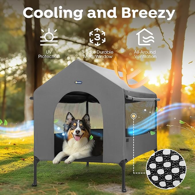 Veehoo 41" Dog House, 2-in-1 Large Dog House Outdoor Indoor Weatherproof - Image 2