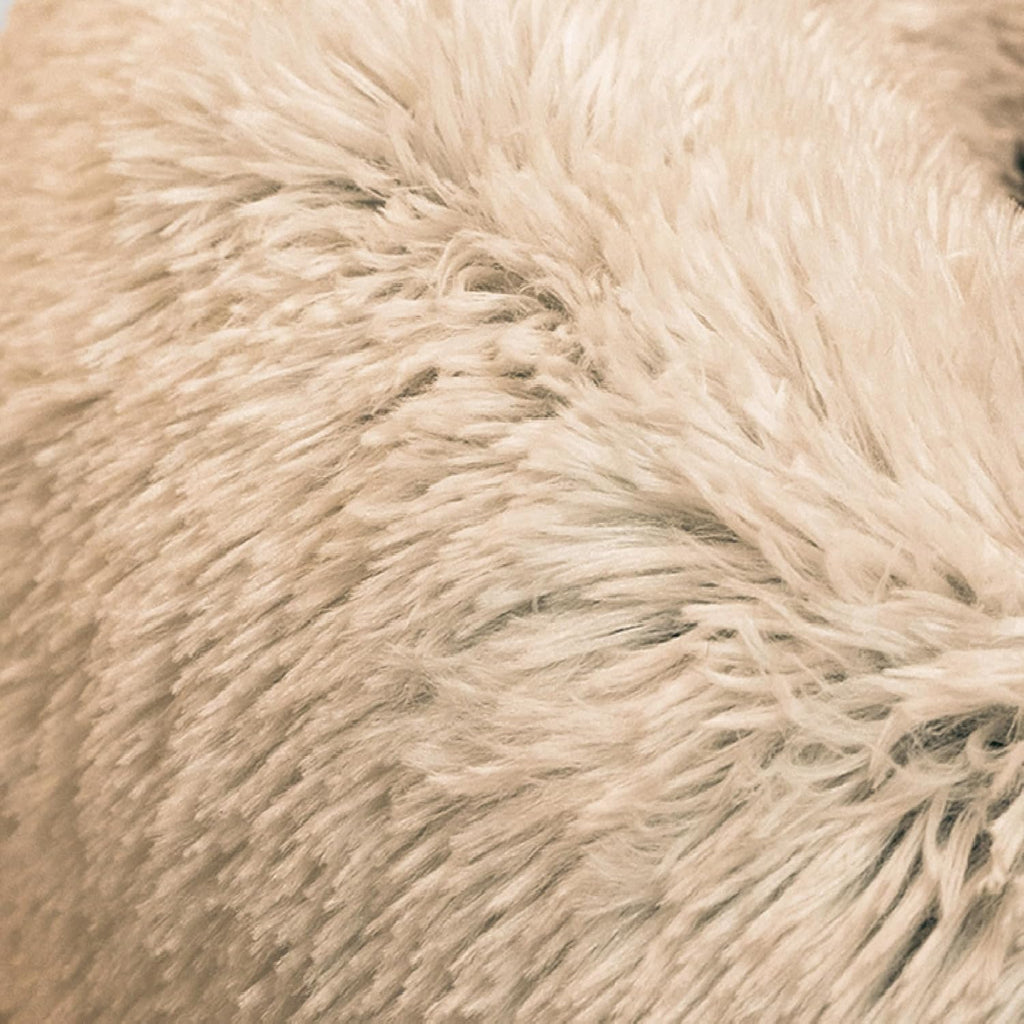 Best Friends by Sheri Original Calming Donut Dog and Cat Bed, Shag Faux Fur, Taupe, (36in x 36in) - Anxiety Relief for Pets Up to 100 lbs
