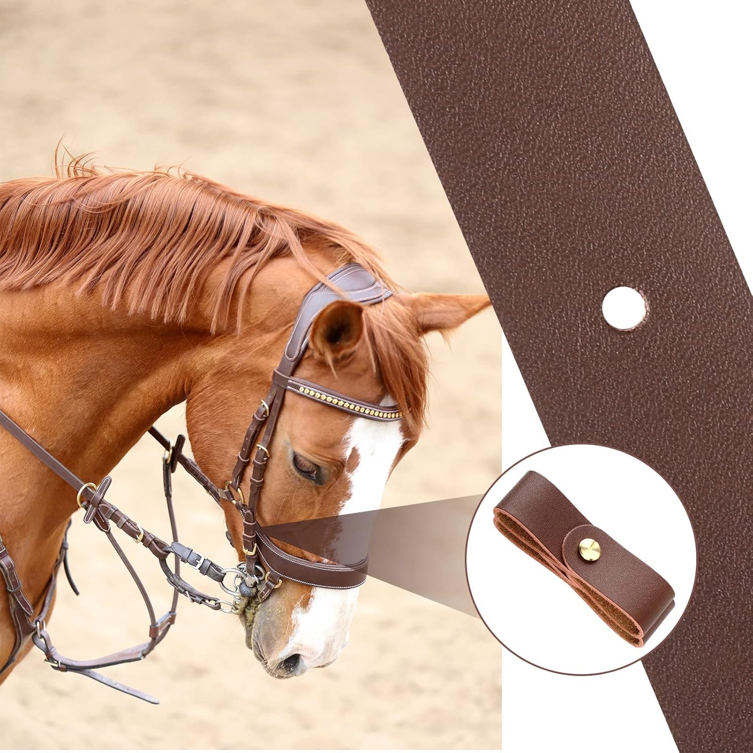 Chunful 6 Pcs Halter Breakaway Replacement Strap Breakaway Halter Replacement Straps Horse Leather