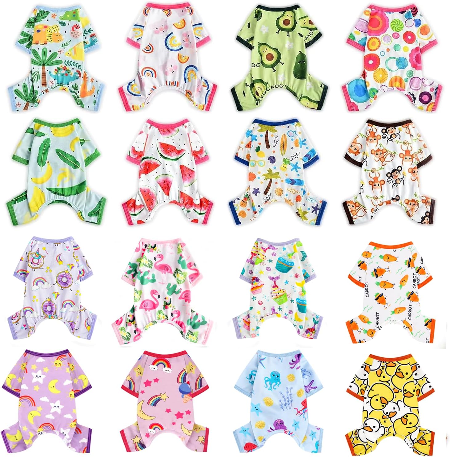Dog Pajamas Pjs Summer Dog Clothes for Small Dogs Girl - Boy - Medium Size Dogs, Soft Stretchy Puppy Clothes Doggie Onesies Fall Cat Pet Jammies Outfit Tropical Flamingo, Pink