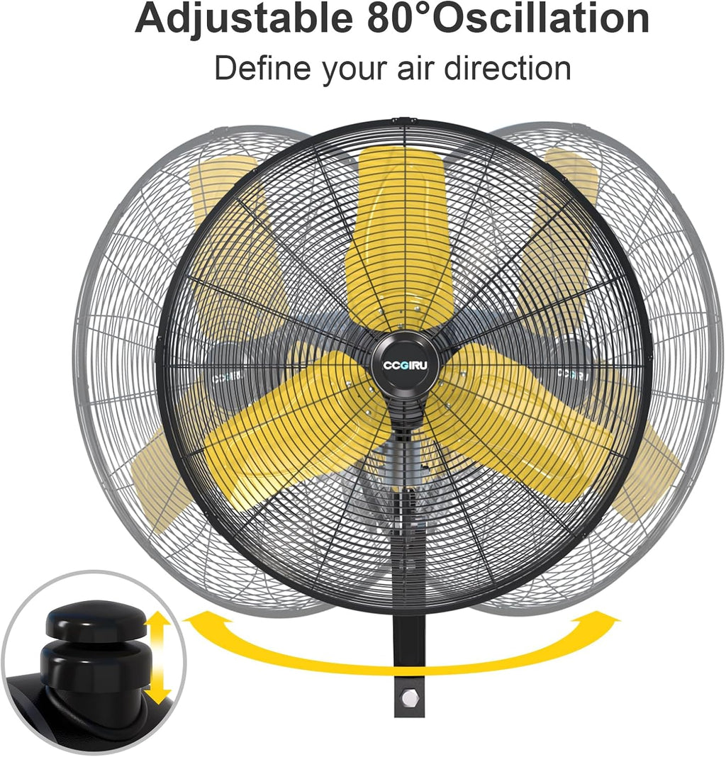 9000 CFM 24" Outdoor Oscillating Wall Fan with 2 Pack, High Velocity 3-Speed Waterproof Professional Outdoor Fan, Heavy Duty Industrial Wall Mount Fans for Commercial, Garage, Warehouse, UL Listed
