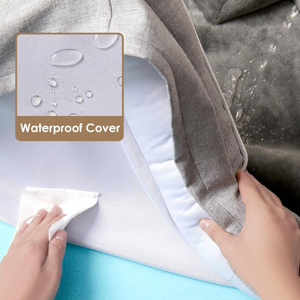 EHEYCIGA Orthopedic Dog Beds for Large Dogs, Waterproof Memory Foam Large Pet Bed with Sides, Non-Slip Bottom and Egg-Crate Foam Dog Couch Bed with Washable Removable Cover, Grey