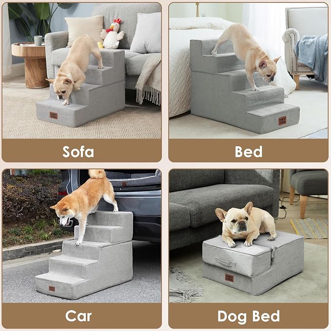 EHEYCIGA Dog Stairs for Small Dogs 13.5" H, 3-Step Dog Steps for Couch Sofa and - Image 7