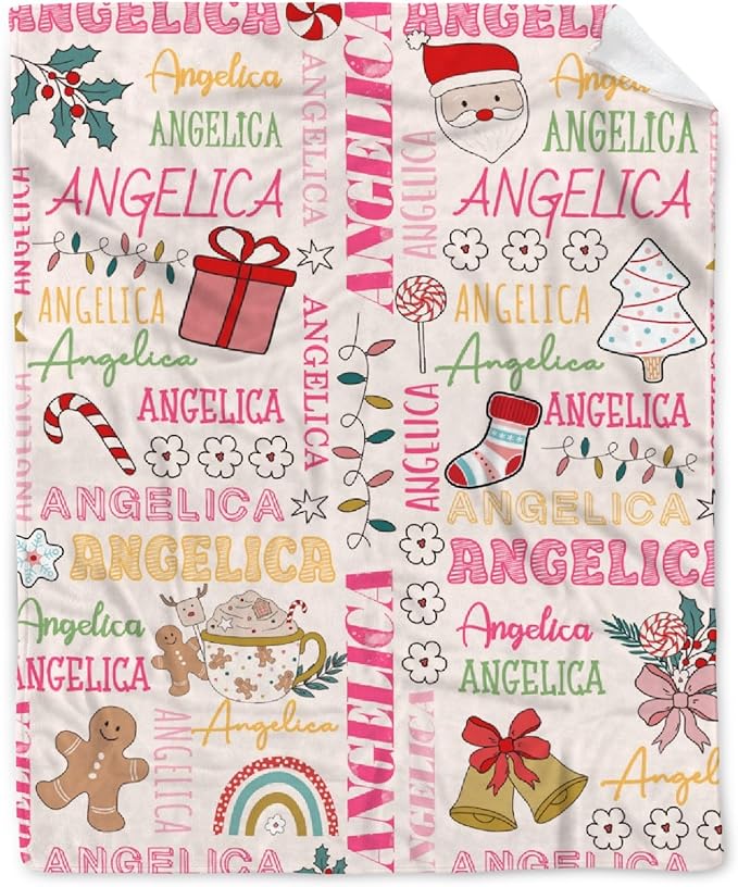Custom Plush Cozy Blanket | Personalized Name Blanket for Boys and Girls | Christmas Decor Gift | 60"x80"-Adults/Twin Size