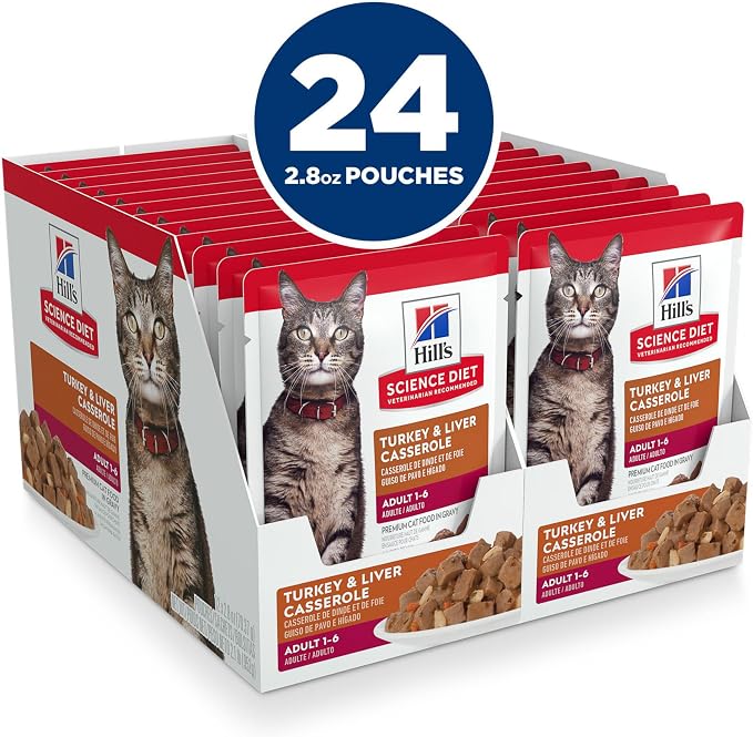 Hill's Science Diet Adult 1-6 Wet Cat Food, Turkey & Liver, 2.8 oz. Pouches - Image 3