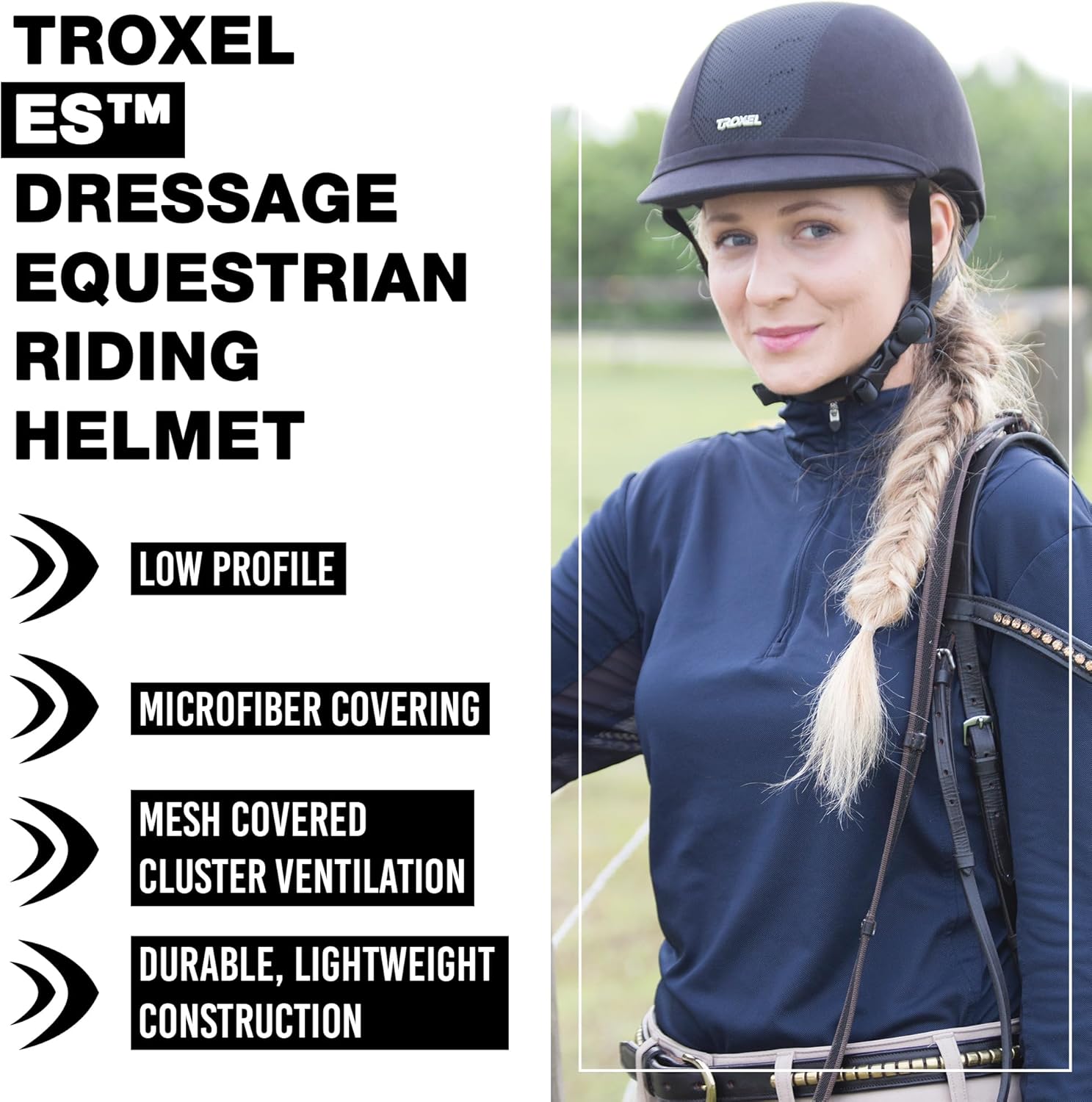 Troxel ES Sleek Horse Riding Helmet, Low-Profile, Self-Adjustable Design, Safety Horseback Riding Gear