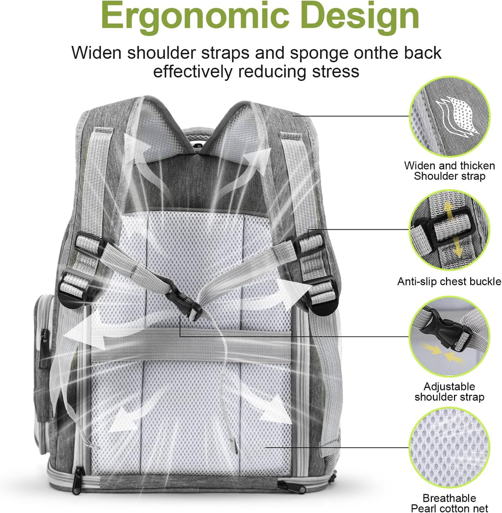 Expandable Cat Backpack,Cat Bubble Backpack Carrier for Carrying Cats, Pets and Small Dogs,Airline-Approved,Designed for Travel, Hiking, Walking,Car （Grey