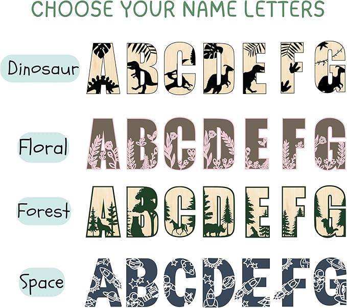 Name Sign For Nursery, Boho Nursery Sign, Family Name Signs, 3D Wall Art for Children & Kids Rooms, Baby Shower, First birthday gift (Woodland)