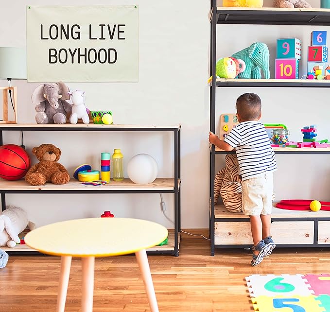 Long Live Boyhood-Nursery Decor-Hanging Rectangular Banner Flag Poster Wall Decor Present for Kids Boy Baby-Babyroom Playroom Boyroom Door Decoration-Christmas Gift-28.5"L×20"W