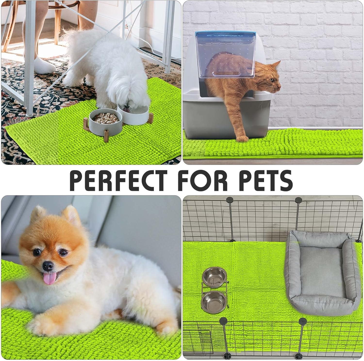 Amylove 4 Pcs Guinea Pig Cage Liner Guinea Pig Bedding Washable Fleece Pee Pads Reusable Small Animals Training Mat Small Animal Sleeping Bed for Bunny Hamster(Green,16 x 24 Inch)