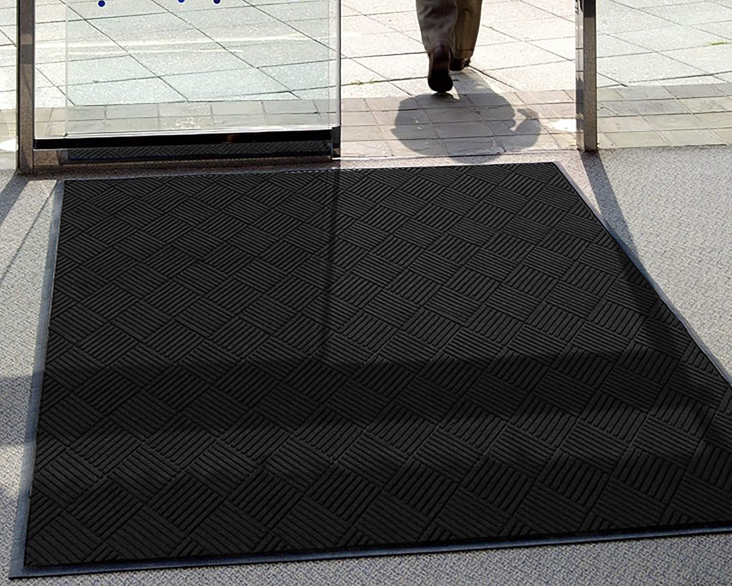 M+A Matting WaterHog Diamond | Commercial-Grade Entrance Mat with Rubber Border – Indoor/Outdoor, Quick Drying, Stain Resistant Door Mat (Charcoal, 6' x 6')